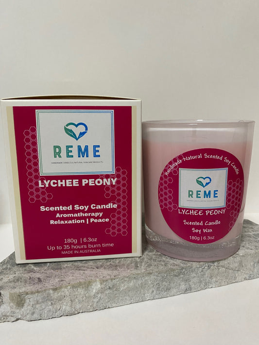 Lychee Peony Scented Soy Candle